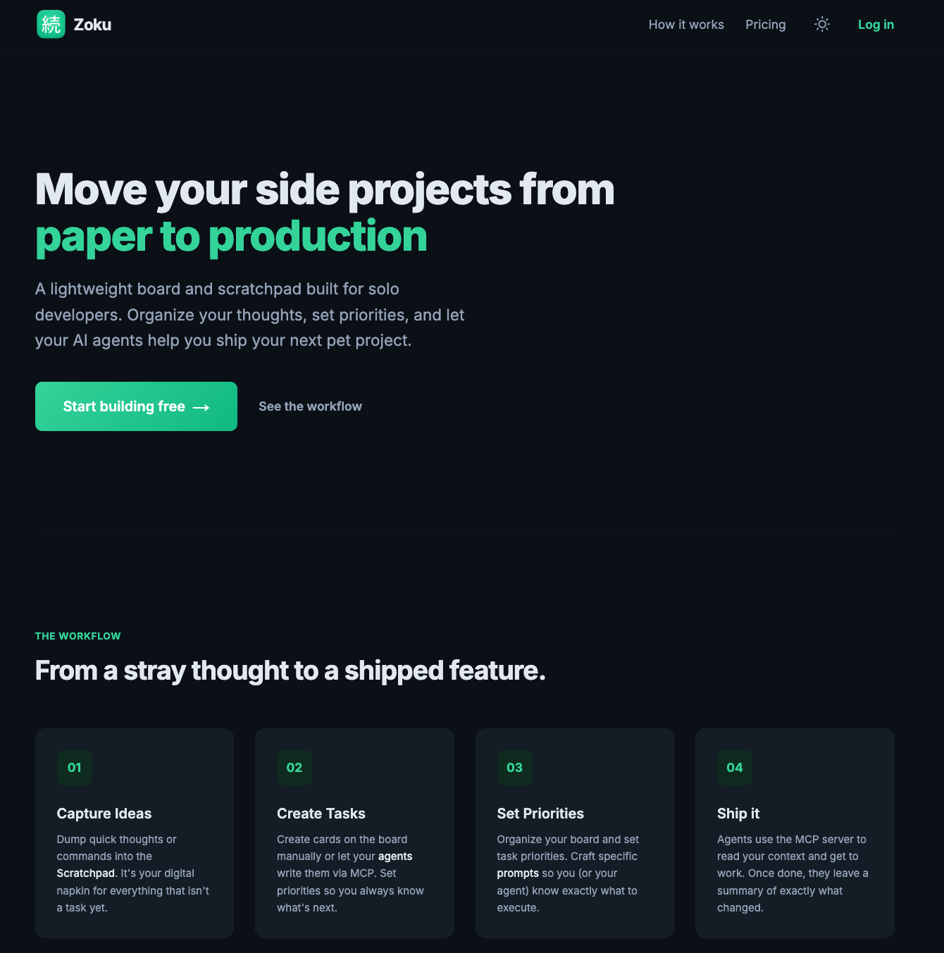 Zoku project board interface